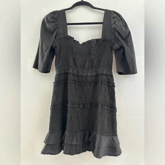 Favlux Black Puff Sleeve Square Neck Mini Dress Festival Outfit | Size L - Picture 9 of 13